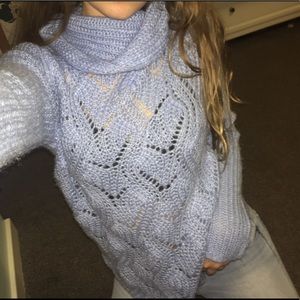 Blue long turtle neck sweater